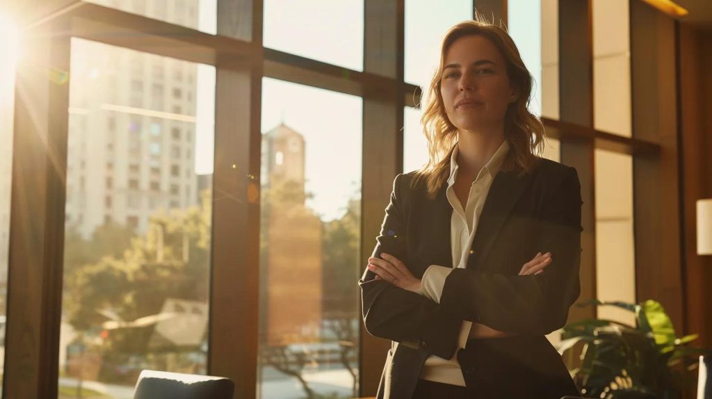 a confident individual stands in a sunlit law office, discussing their personal injury settlement with an attentive attorney, symbolizing hope and clarity in the midst of legal complexities.